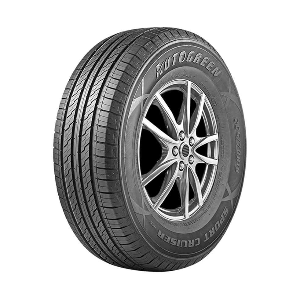 Autogreen Sport Cruiser SC6 tyre — three-quarter studio view with AUTOGREEN and SPORT CRUISER sidewall lettering