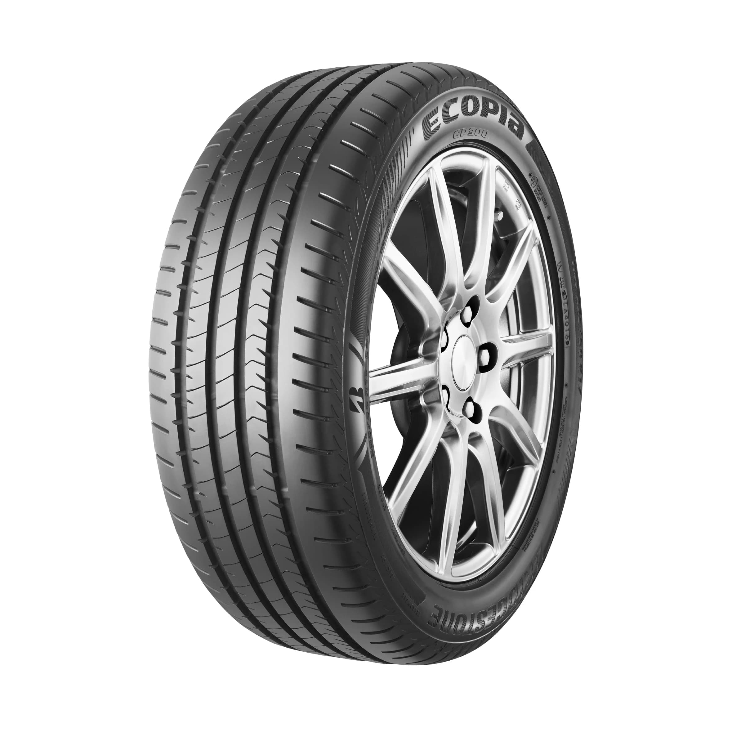 Bridgestone Ecopia EP300 tyre — three-quarter studio view with Ecopia EP300 sidewall lettering