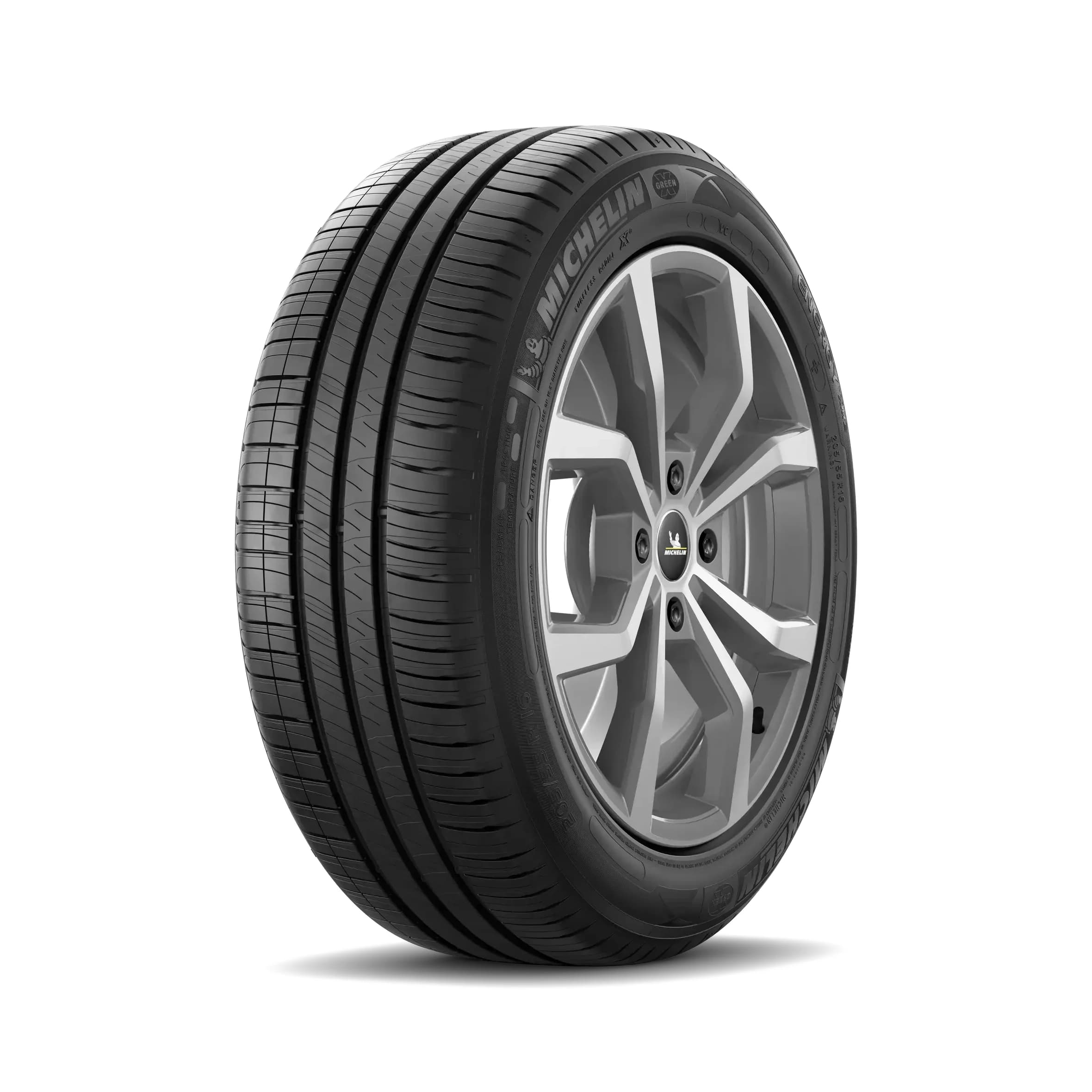Michelin Energy XM2+ tyre — front three-quarter studio view