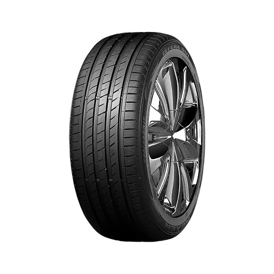 Nexen N'FERA SU1 tyre — three-quarter studio view with N'FERA SU1 sidewall lettering