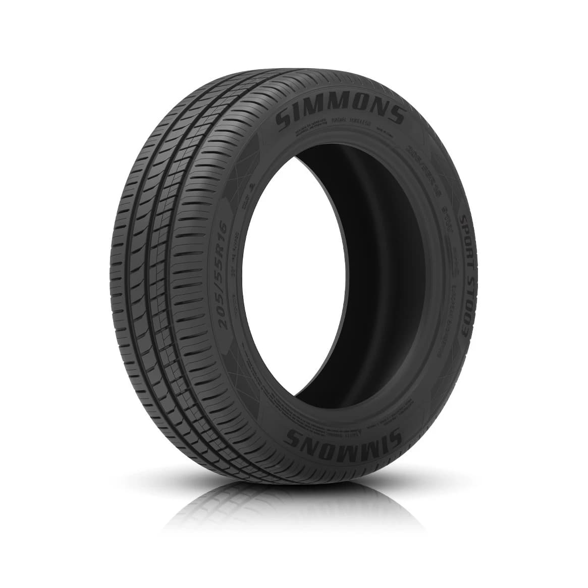 Simmons Sport ST003 tyre — three-quarter studio view of the unmounted tyre