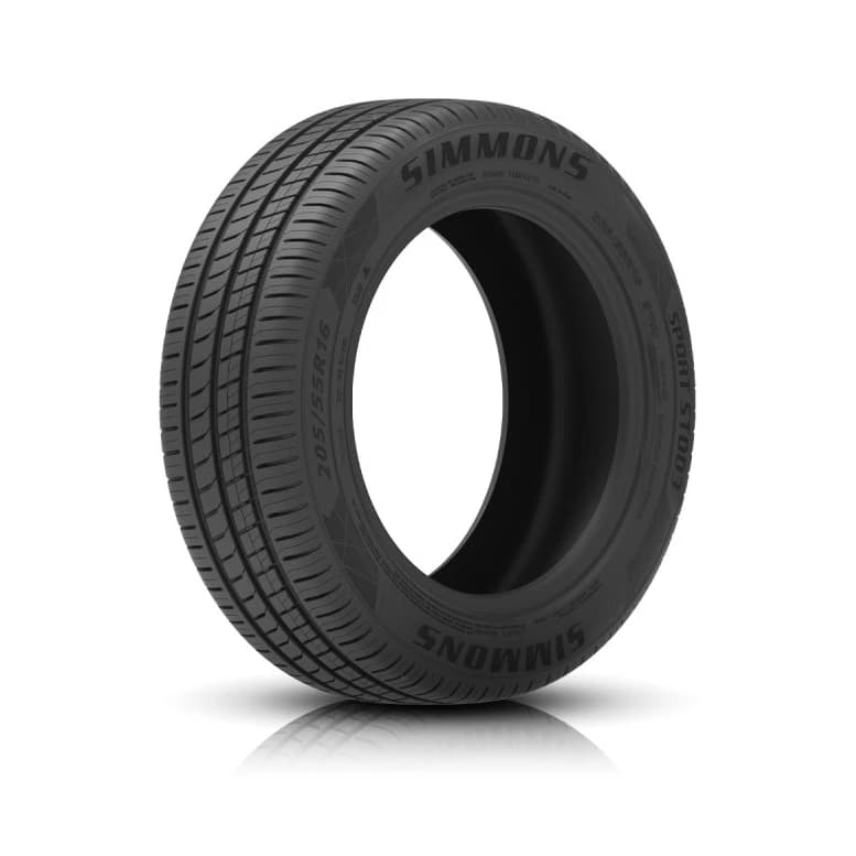 Simmons Sport ST003 tyre — three-quarter studio view with 205/55R16 sidewall marking